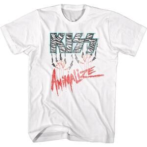 Kiss Animalize Logo White Adult T Shirt